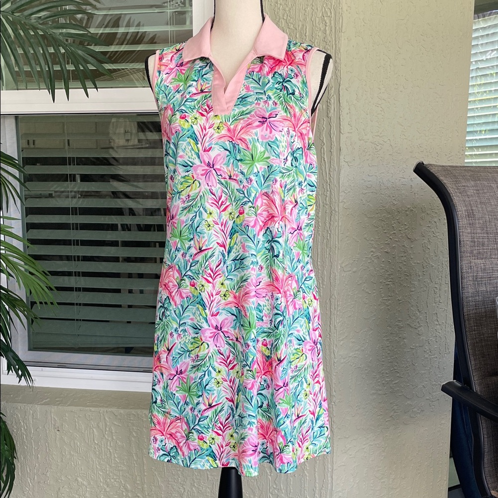 Floral Sleeveless Golf Dress/shorts - Pink and Green (NWT)
